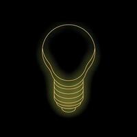 Neon light bulb glowing on black background vector