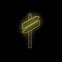 Neon signpost showing two opposite directions on black background vector