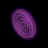 Purple neon target glowing on black background vector