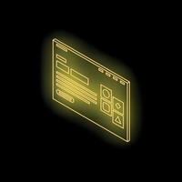 Neon yellow website wireframe showing responsive design process vector
