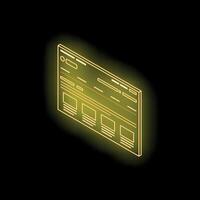 Neon yellow website wireframe showing user interface design vector