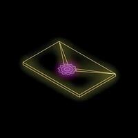 Neon envelope isometric view glowing with wax seal vector