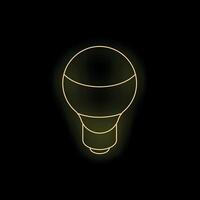 Neon lightbulb glowing on a black background vector