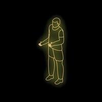 Neon style illustration of man gesturing while explaining something vector