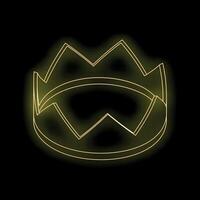 Glowing neon yellow crown on black background representing power and royalty vector