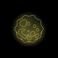 Bright yellow neon light showing a virus or bacteria on a black background vector