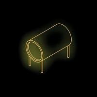 Neon yellow glowing symbol of a playground tunnel vector