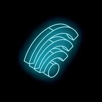 Glowing neon wireless internet wifi symbol on black background vector