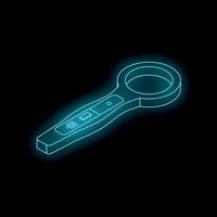 Metal detector glowing with futuristic neon light emitting from within on black background vector