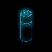 Glowing neon battery icon representing power and energy on dark background vector