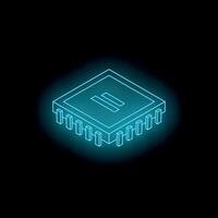 Glowing microchip symbolizing computing power in digital age vector