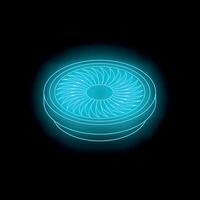 Glowing futuristic turbine rotating on black background vector