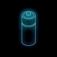 Glowing neon battery icon representing power and energy on a dark background vector