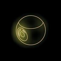 Neon yellow web camera glowing on black background vector
