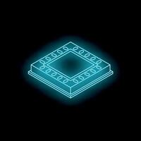 Glowing microchip symbolizing computing power and technology vector