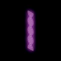 Glowing neon purple dna double helix structure representing genetic code vector