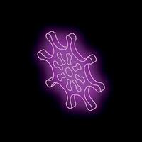 Glowing purple neon virus or bacteria spreading its tentacles on black background vector