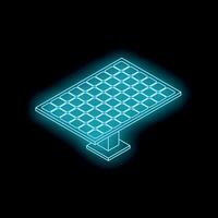 Glowing isometric solar panel symbolizing renewable energy on dark background vector