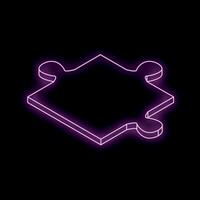 Puzzle piece with purple neon light creating problem solving concept vector