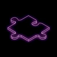 Glowing neon purple puzzle piece on black background representing problem solving vector