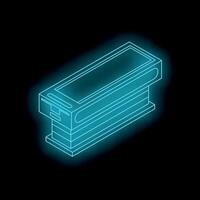 Neon blue operating table shining in the dark vector