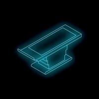 Neon blue operating table shining in the dark room vector