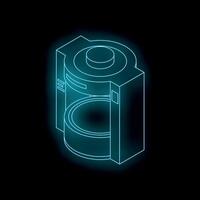 Futuristic neon coffee machine brewing a cup of coffee in isometric view vector
