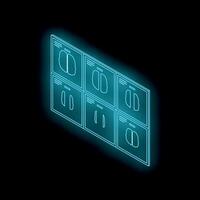 Glowing neon medical screen showing brain mri scans in futuristic laboratory vector
