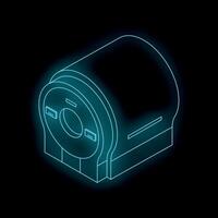 Magnetic resonance imaging scanner glowing on black background vector