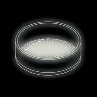 Round metal sieve with square mesh pattern on dark background vector