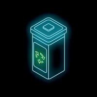 Glowing neon line recycle bin with recycle symbol on black background vector