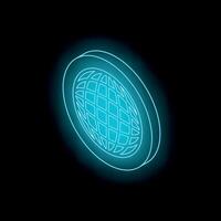 Neon light forming glowing sphere with grid pattern on black background vector