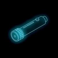 Neon blue flashlight shining in the dark vector