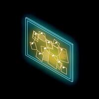 Neon sticky notes connected on virtual board showing project management vector