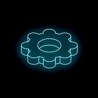 Glowing neon gear symbolizing settings, configuration, or customization vector