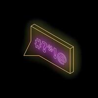 Neon internet slang glowing in a speech bubble on dark background vector
