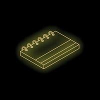 Neon yellow spiral notebook glowing on dark background vector