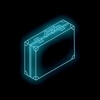 Glowing neon suitcase representing business travel and vacation vector