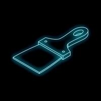 Putty knife with glowing neon light effect on black background vector