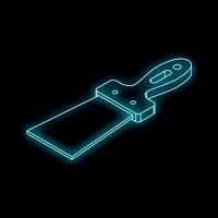 Putty knife with glowing neon light effect on black background vector