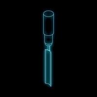 Neon blue chisel creating a woodworking atmosphere on dark background vector
