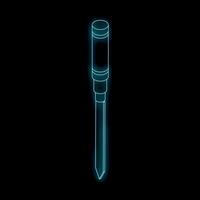 Neon screwdriver shining in the dark, isometric view vector