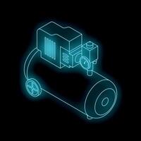 Neon blue air compressor shining in the dark vector