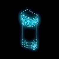 Glowing neon air compressor on dark background representing industrial power vector