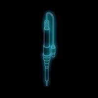 Electric soldering iron with blue neon light emitting from tip and cable vector