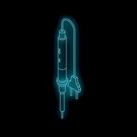 Electric soldering iron with plug in neon style on black background vector