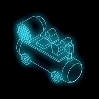 Glowing neon air compressor on dark background vector