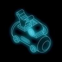 Glowing neon air compressor on dark background vector