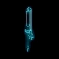 Electric soldering iron with blue neon light effect on black background vector