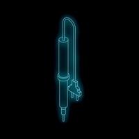 Electric soldering iron with plug glowing on dark background vector